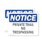 Signmission Private Trail No Trespassing OSHA Notice Sign, Vinyl Decal, 5in W x 3.5in L, 2PK OS-2PACK-NS-D-35-L-17874 - alternate 1